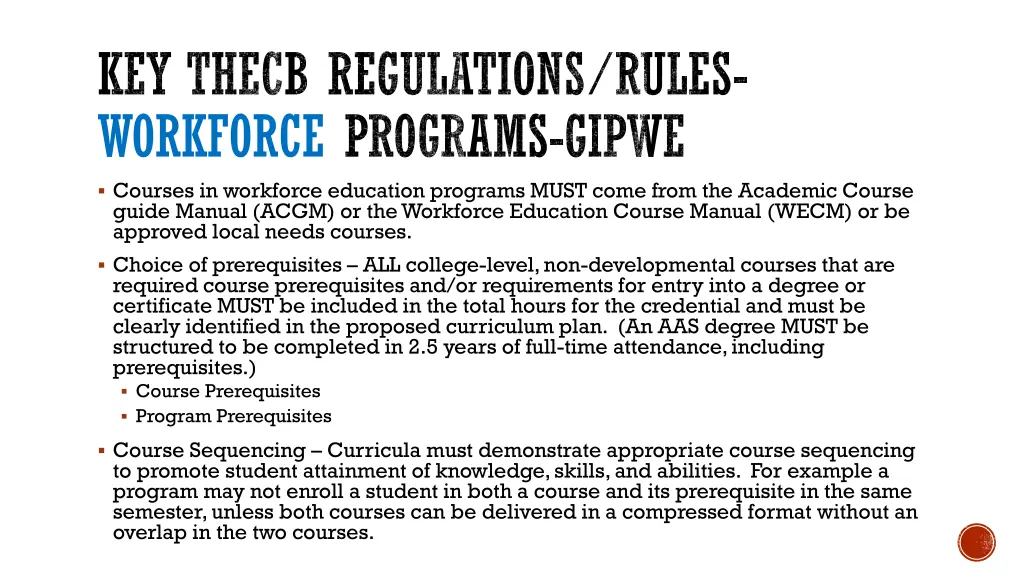 key thecb regulations rules workforce programs 2