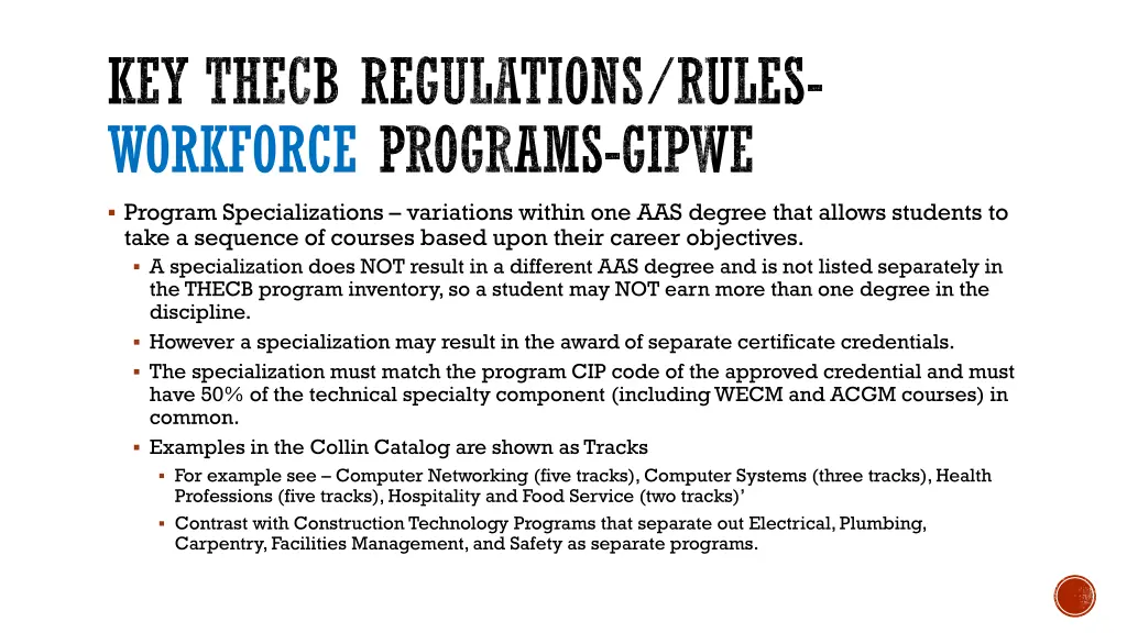 key thecb regulations rules workforce programs 4