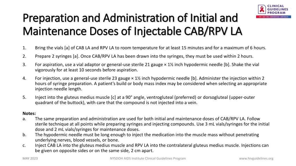 preparation and administration of initial