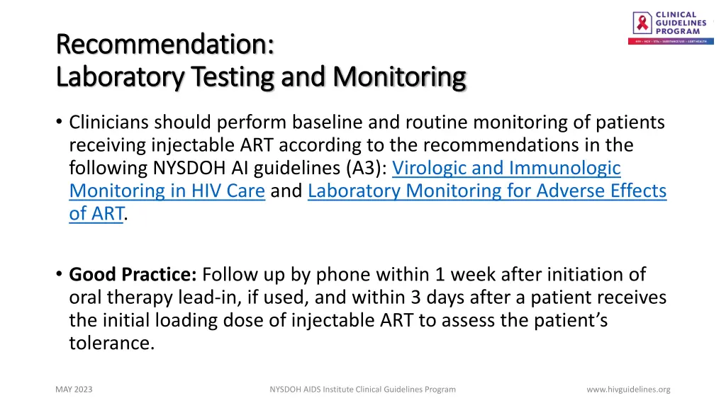 recommendation recommendation laboratory testing