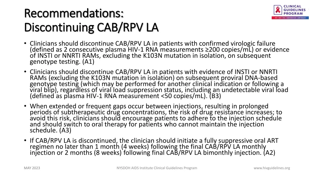 recommendations recommendations discontinuing