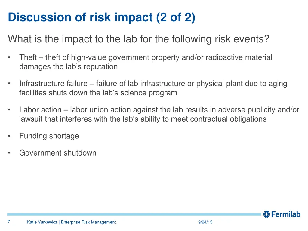 discussion of risk impact 2 of 2