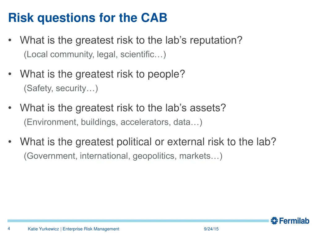 risk questions for the cab