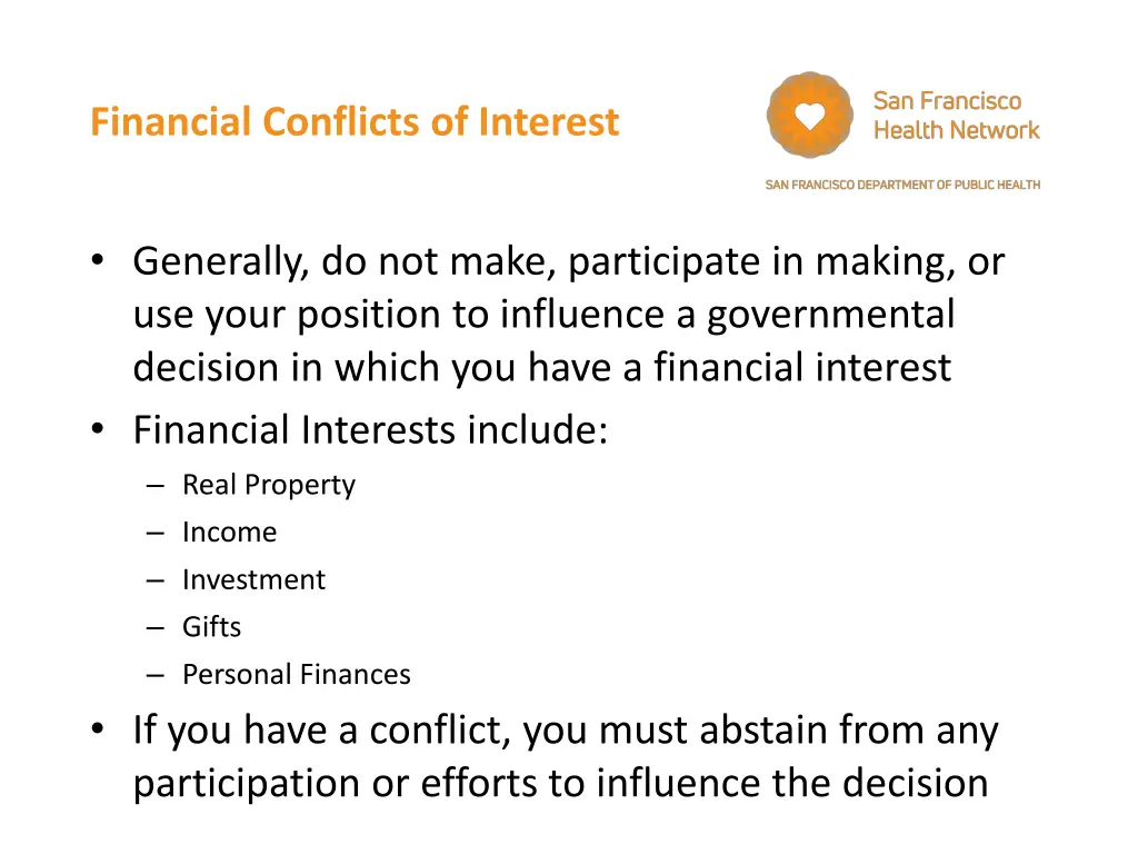 financial conflicts of interest