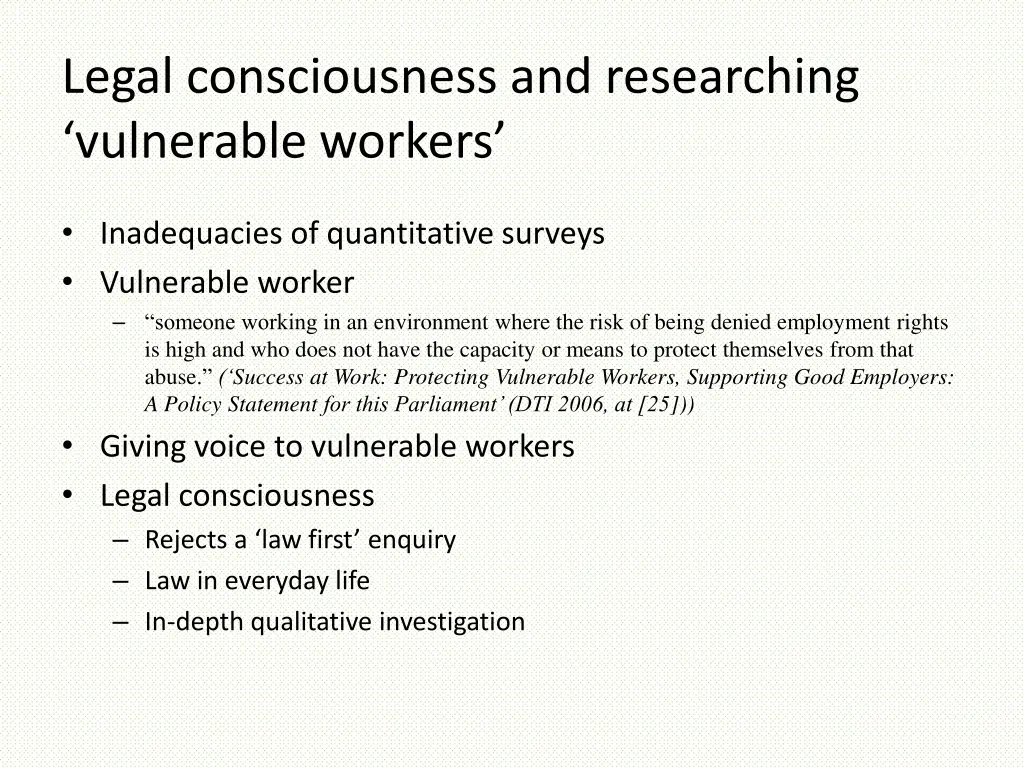 legal consciousness and researching vulnerable