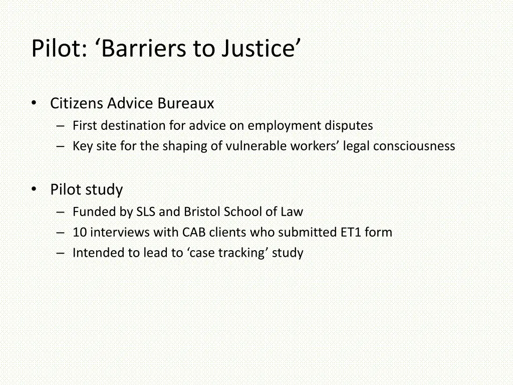 pilot barriers to justice