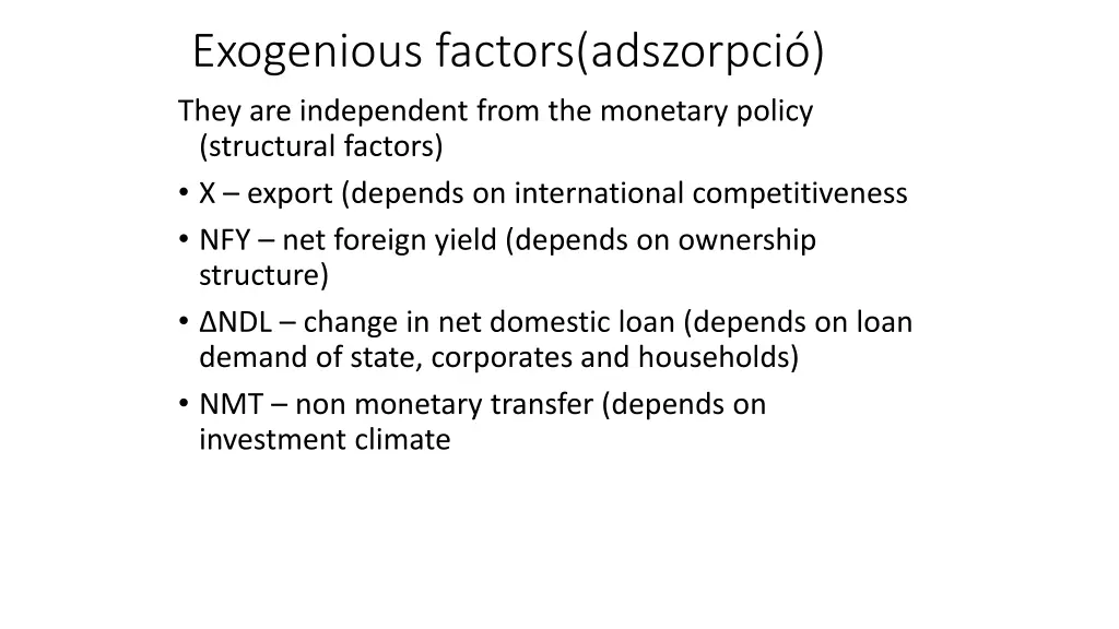 exogenious factors adszorpci