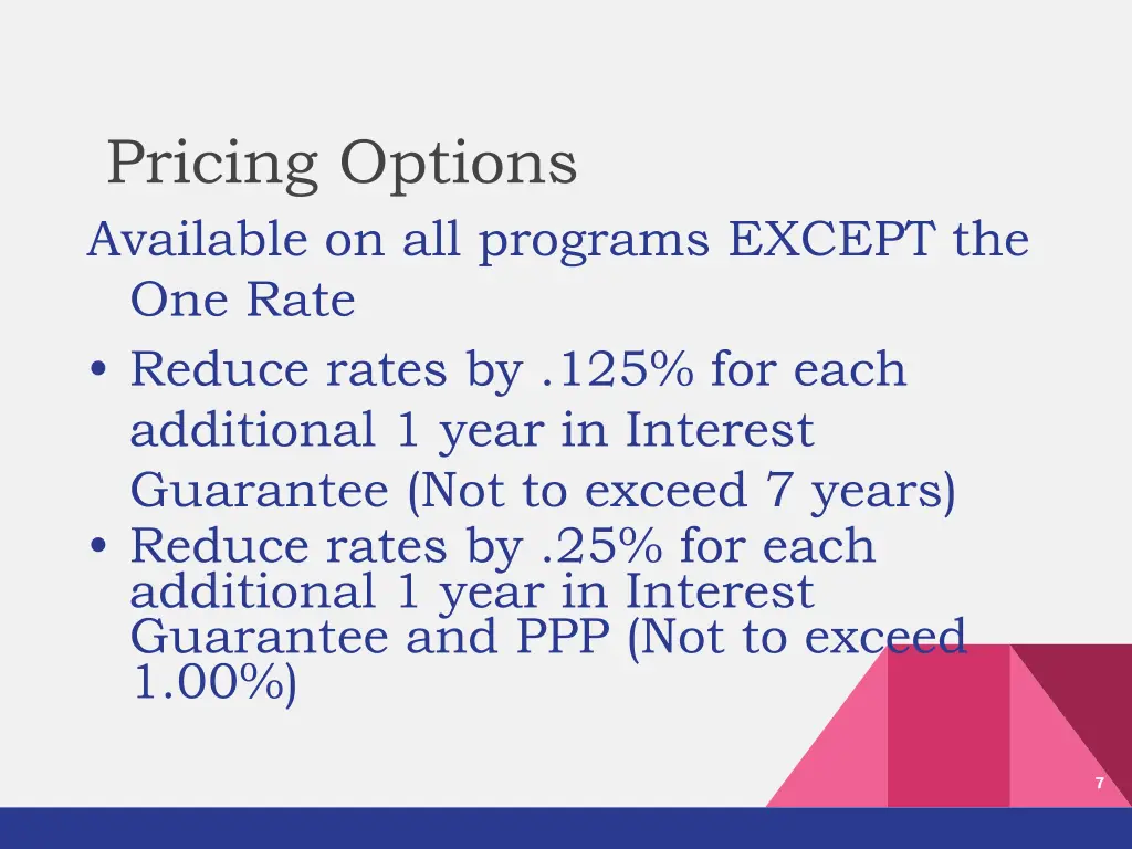 pricing options available on all programs except
