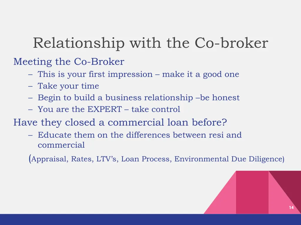 relationship with the co broker meeting