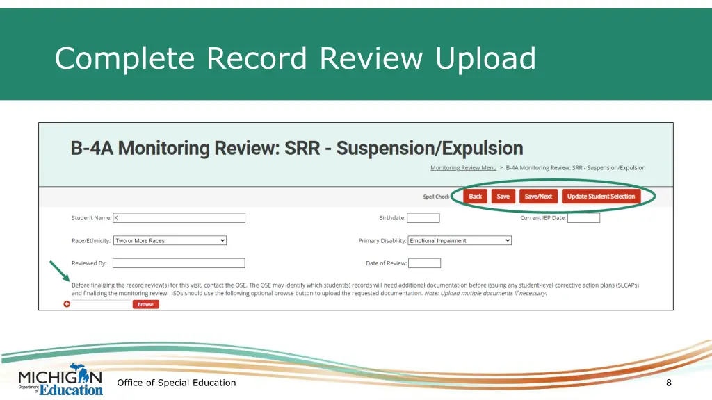 complete record review upload