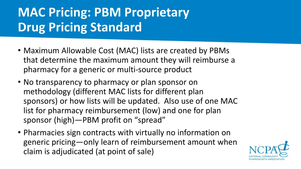 mac pricing pbm proprietary drug pricing standard