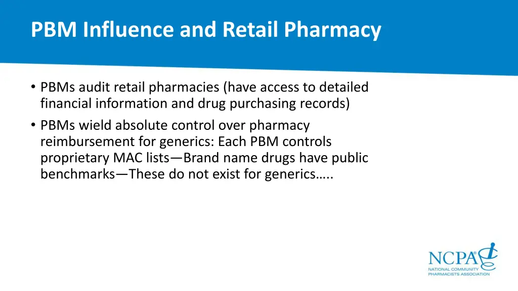 pbm influence and retail pharmacy 1