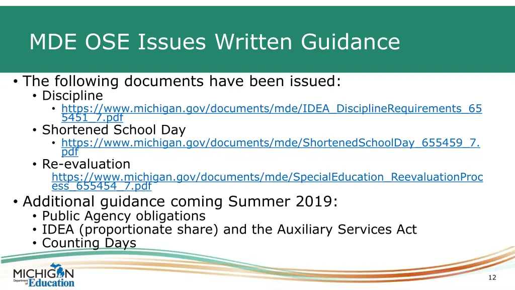 mde ose issues written guidance