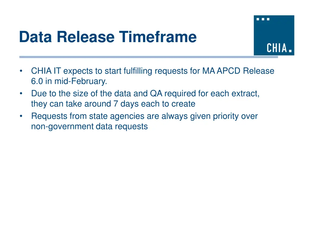 data release timeframe