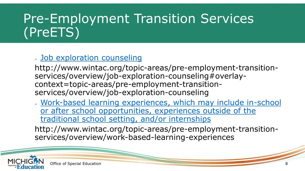 pre employment transition services preets