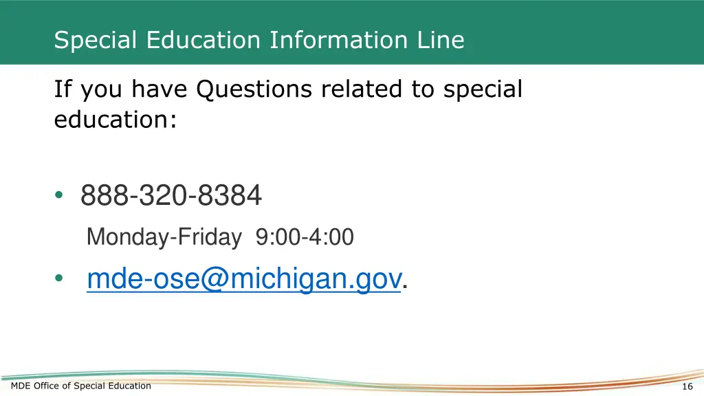 special education information line