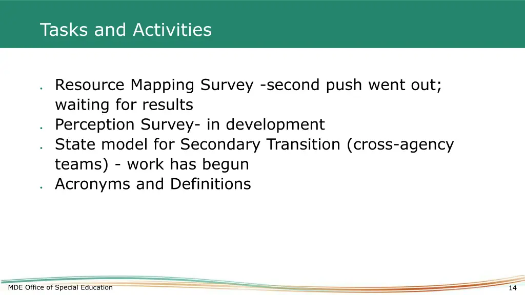 tasks and activities