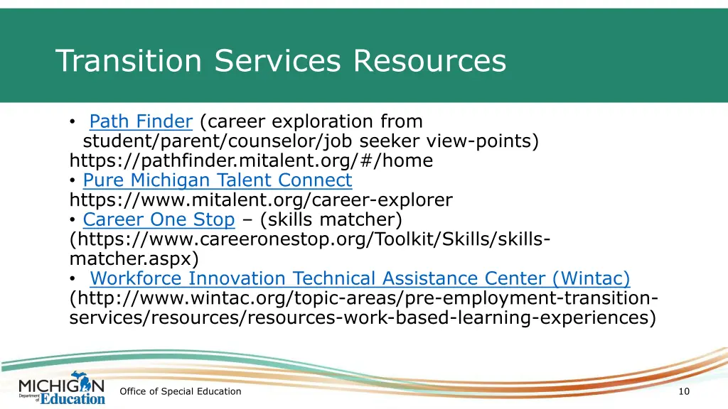 transition services resources