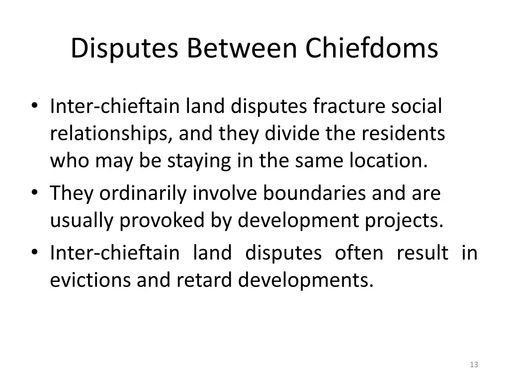disputes between chiefdoms
