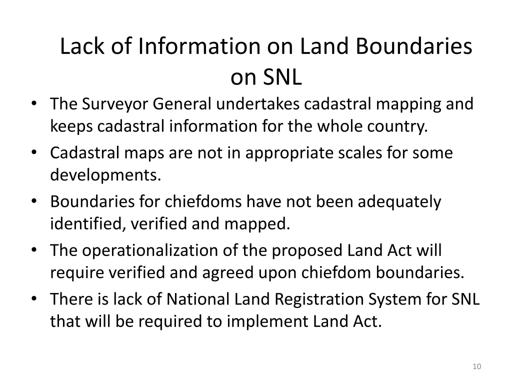lack of information on land boundaries