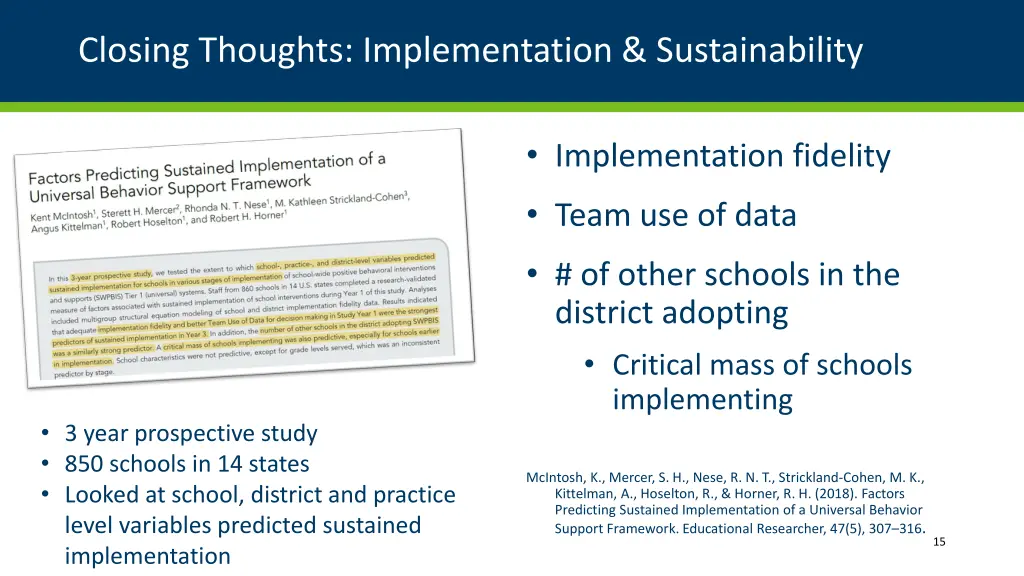 closing thoughts implementation sustainability