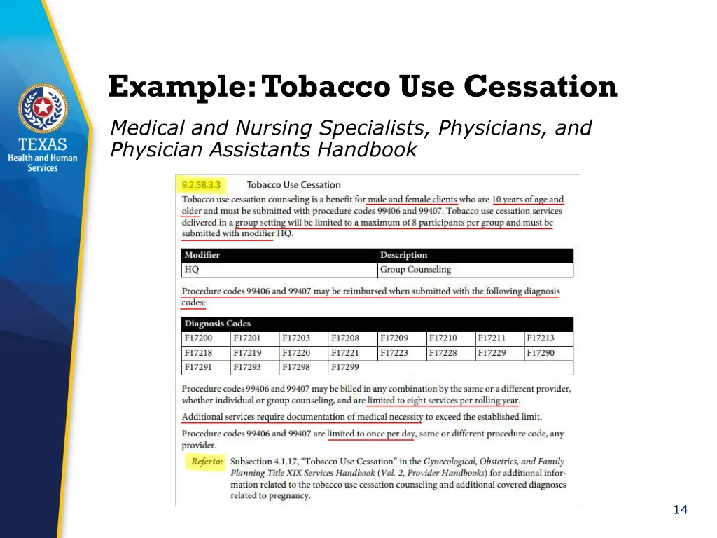 example tobacco use cessation