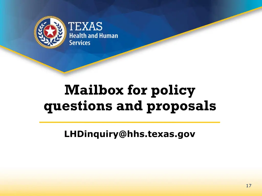 mailbox for policy questions and proposals