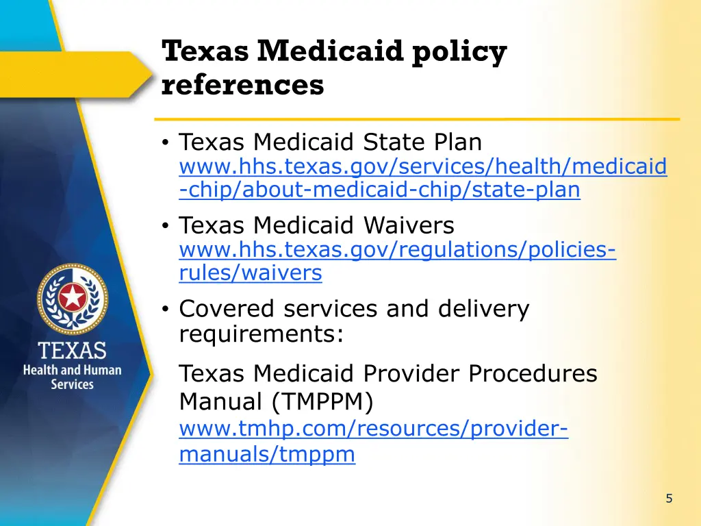 texas medicaid policy references