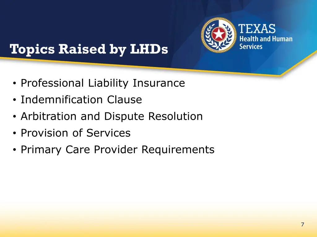 topics raised by lhds