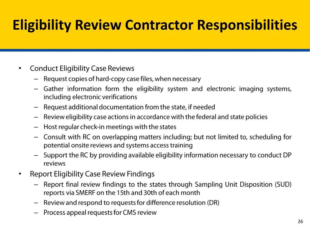eligibility review contractor responsibilities 1