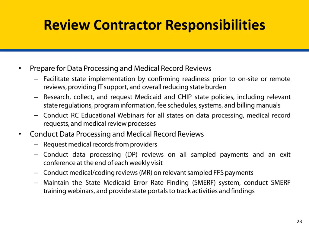 review contractor responsibilities