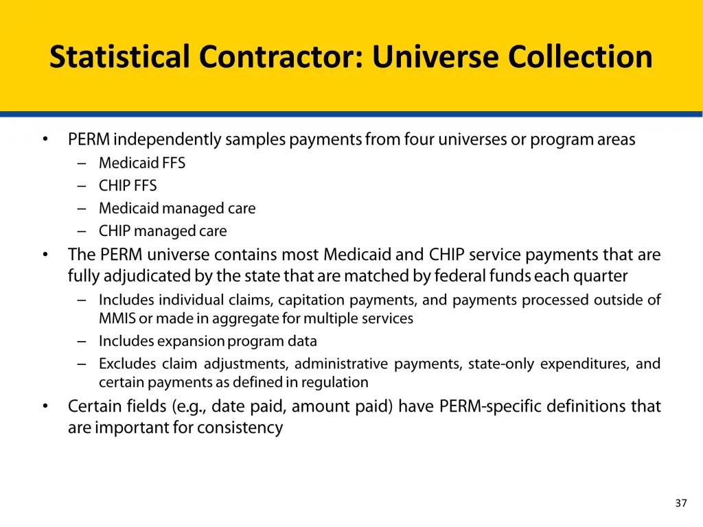 statistical contractor universe collection 1