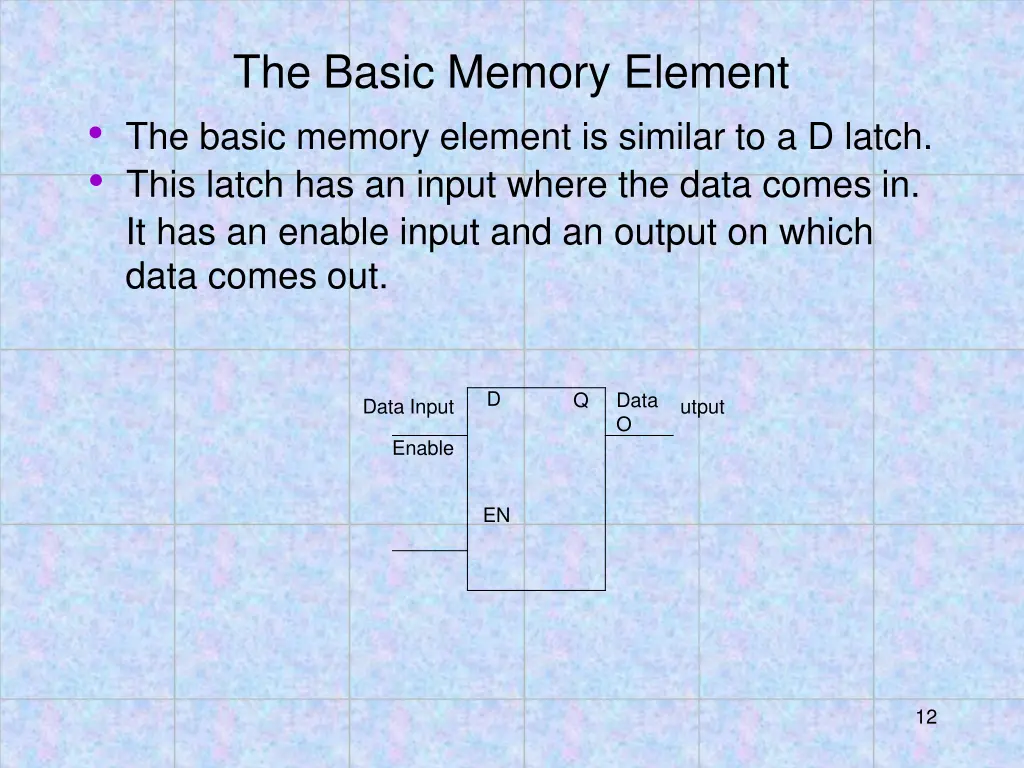 the basic memory element the basic memory element