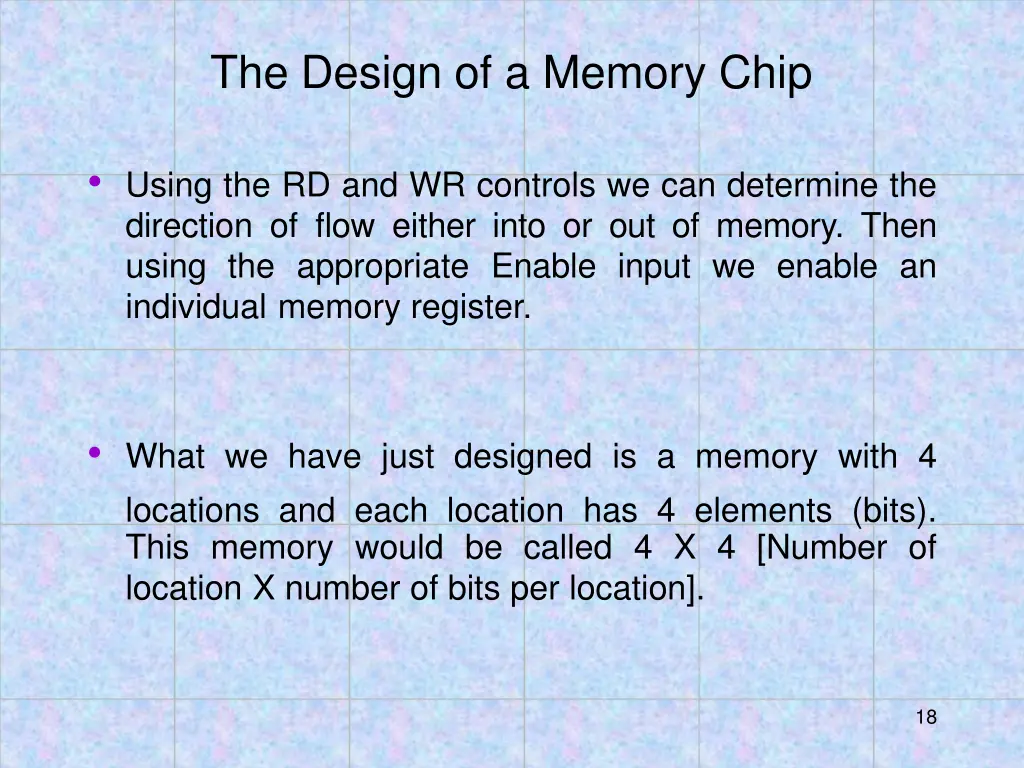 the design of a memory chip