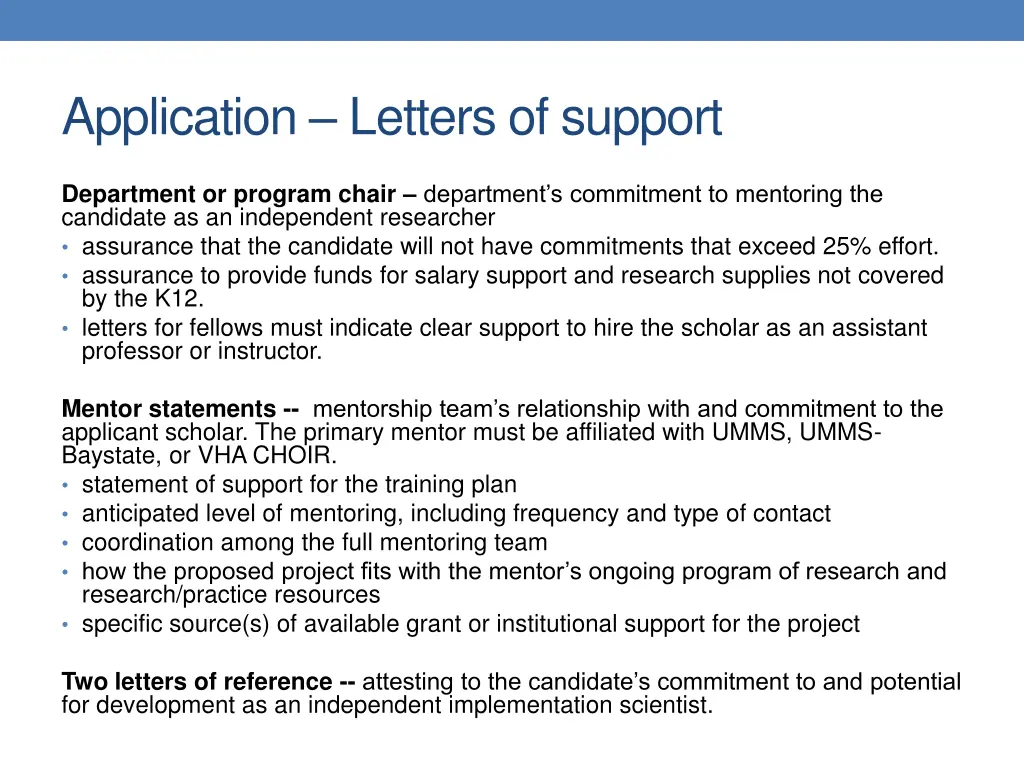 application letters of support