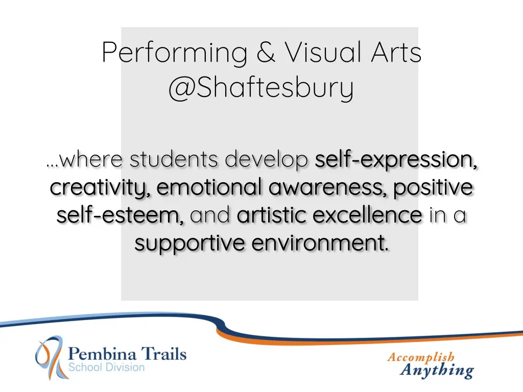 performing visual arts @shaftesbury 1