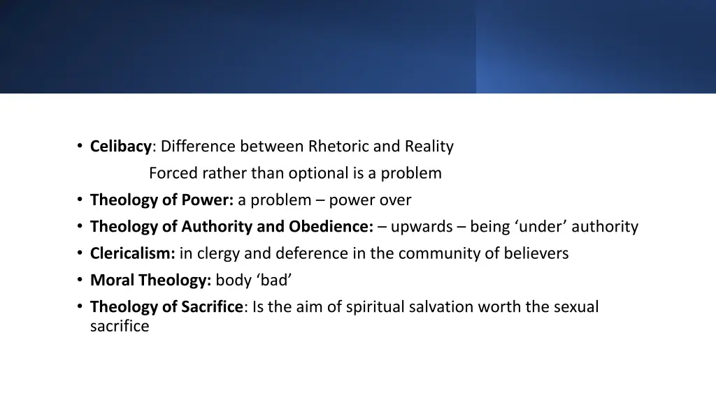 celibacy difference between rhetoric and reality