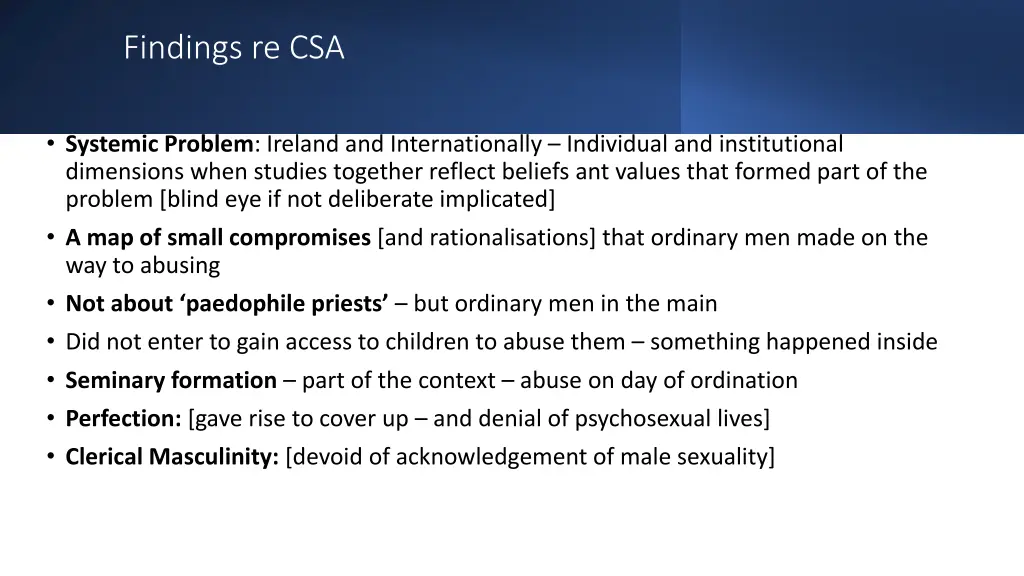 findings re csa