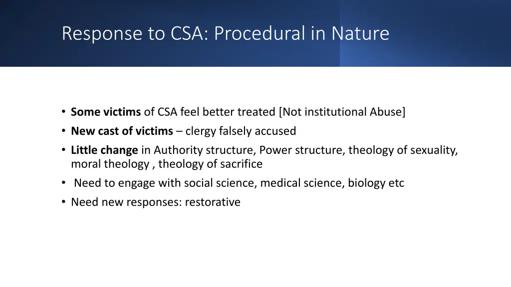 response to csa procedural in nature