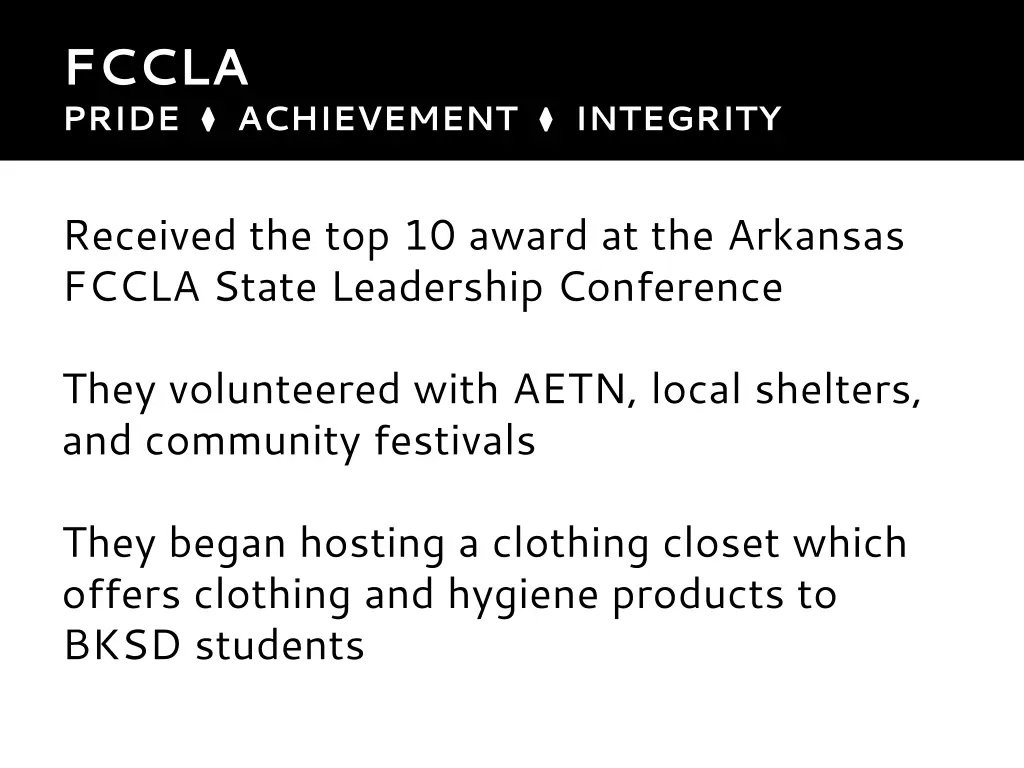 fccla pride achievement integrity