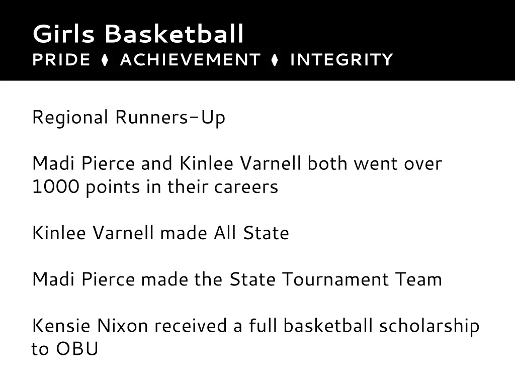 girls basketball pride achievement integrity