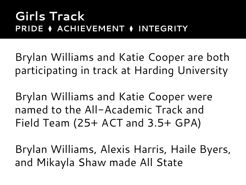 girls track pride achievement integrity 1
