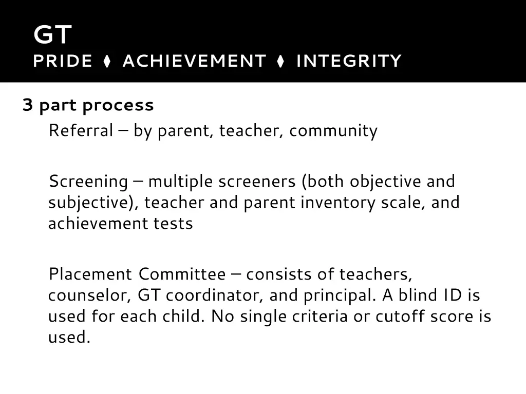 gt pride achievement integrity