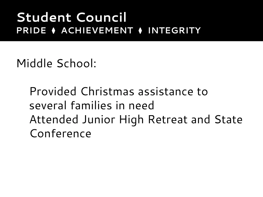 student council pride achievement integrity