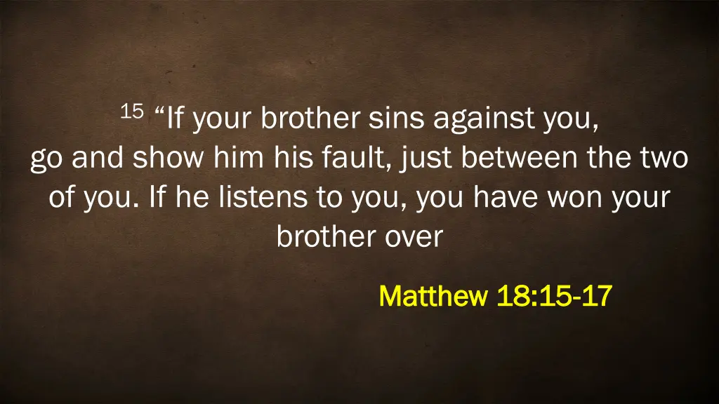 15 if your brother sins against you go and show