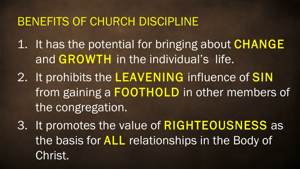 benefits of church discipline