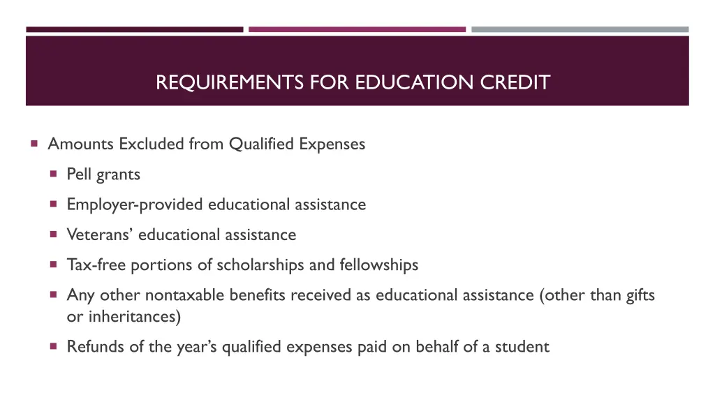 requirements for education credit 2