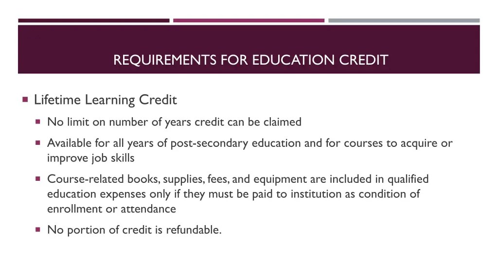 requirements for education credit 4