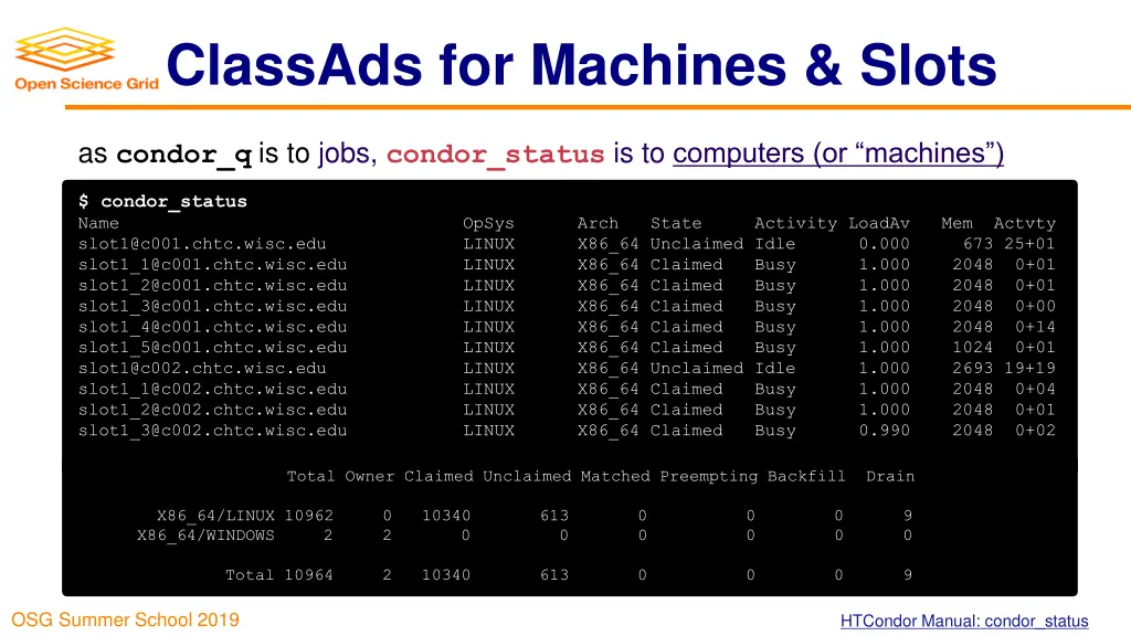 classads for machines slots