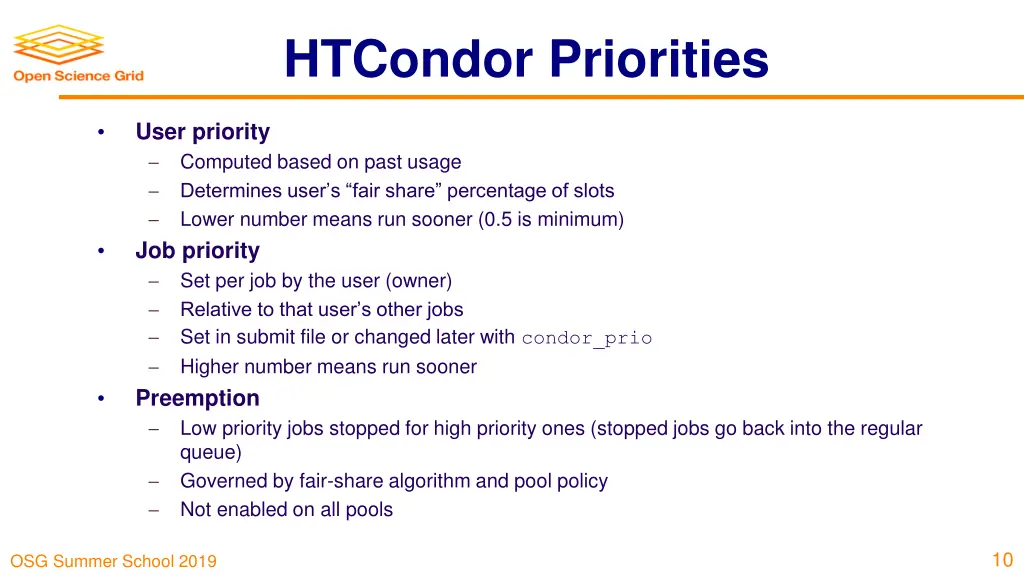 htcondor priorities